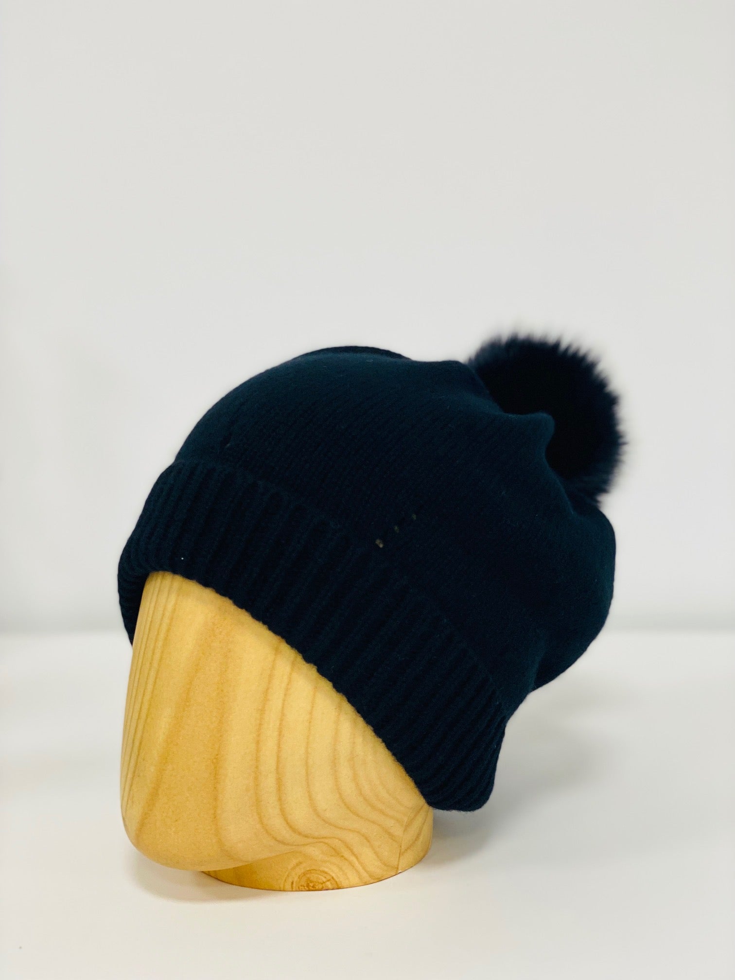 Erdenet: Slouch Pom Hat- 100% Mongolian Cashmere and Real Rabbit Fur
