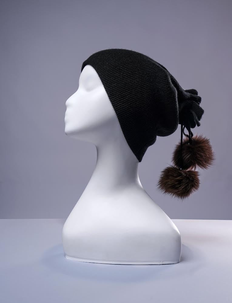 Darkhan: Neck Warmer and Hat in One - Pure Mongolian Cashmere and Fur
